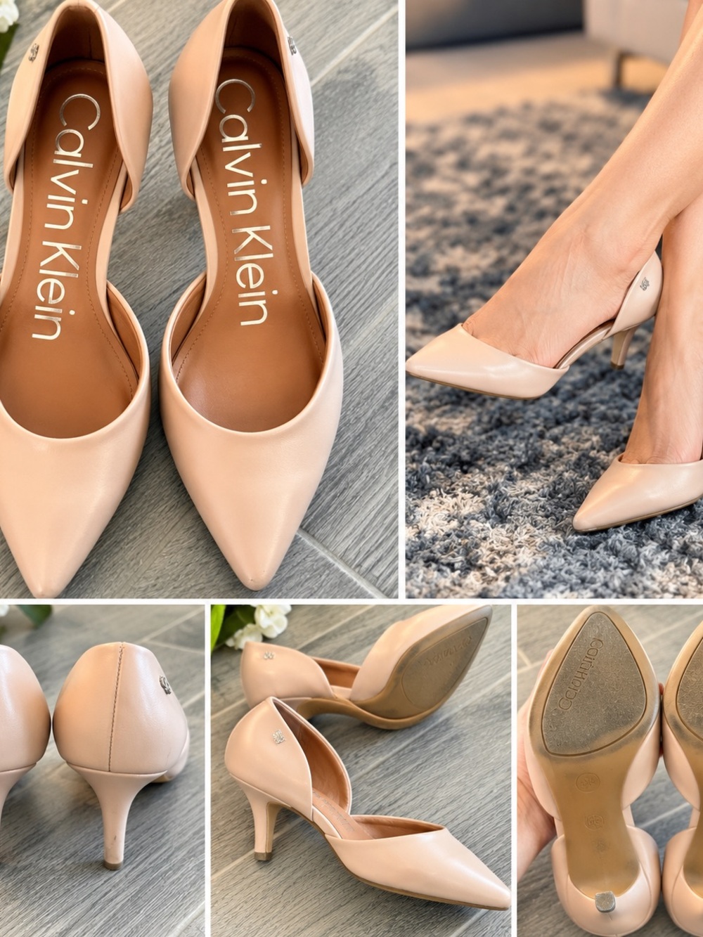 Calvin Klein Nude Pointed Toe DβOrsay Pumps Heels
